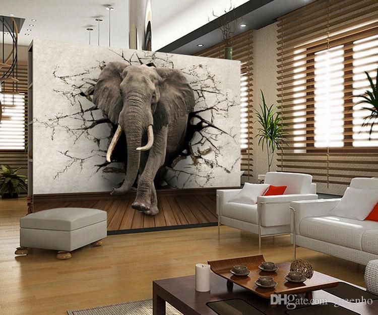 Custom 3d Elephant Wall Mural Personalized Giant Photo Wallpaper Within Newest Elephants Wall Art (Gallery 19 of 20)