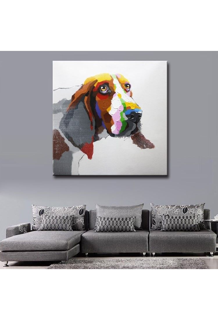 Cute Dog – Hand Painted Modern Home Decor Wall Art Oil Painting In Current Dog Wall Art (View 20 of 20)