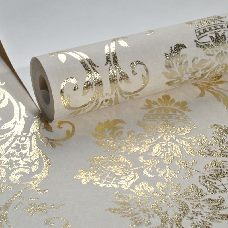 Damask Luxury Metallic Glitter Gold Wallpapers For Living Room Wall Regarding Most Recent Damask Wall Art (View 8 of 20)
