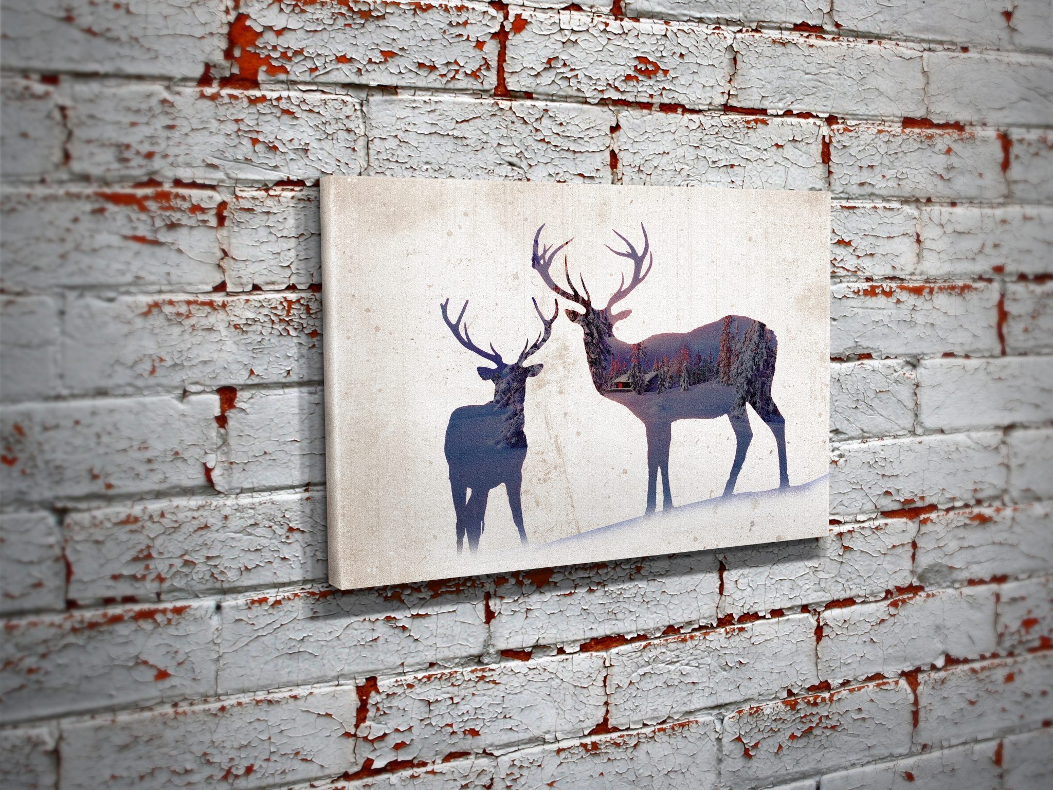 Deer Woods Canvas Double Exposure Wall Art Print – Bullzie Apparel Intended For Most Recently Released Deer Wall Art (View 17 of 20)