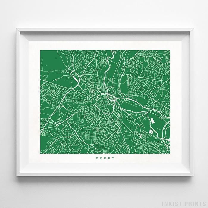 Derby, England Street Map Horizontal Print | Wall Art Prints, Map Wall Inside Current Derby Wall Art (View 12 of 20)