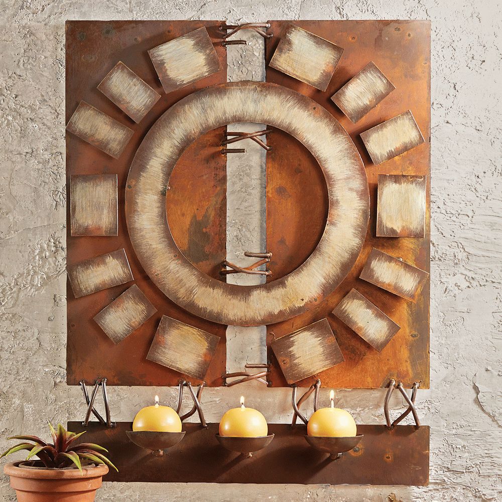 Desert Fire Metal Art Wall Hanging With Candles Pertaining To Latest Legion Metal Wall Art (View 12 of 20)