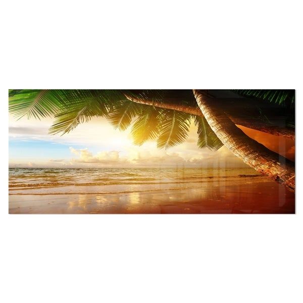 Designart 'caribbean Beach Sunrise' Landscape Photo Metal Wall Art Within Best And Newest Sunrise Metal Wall Art (View 15 of 20)