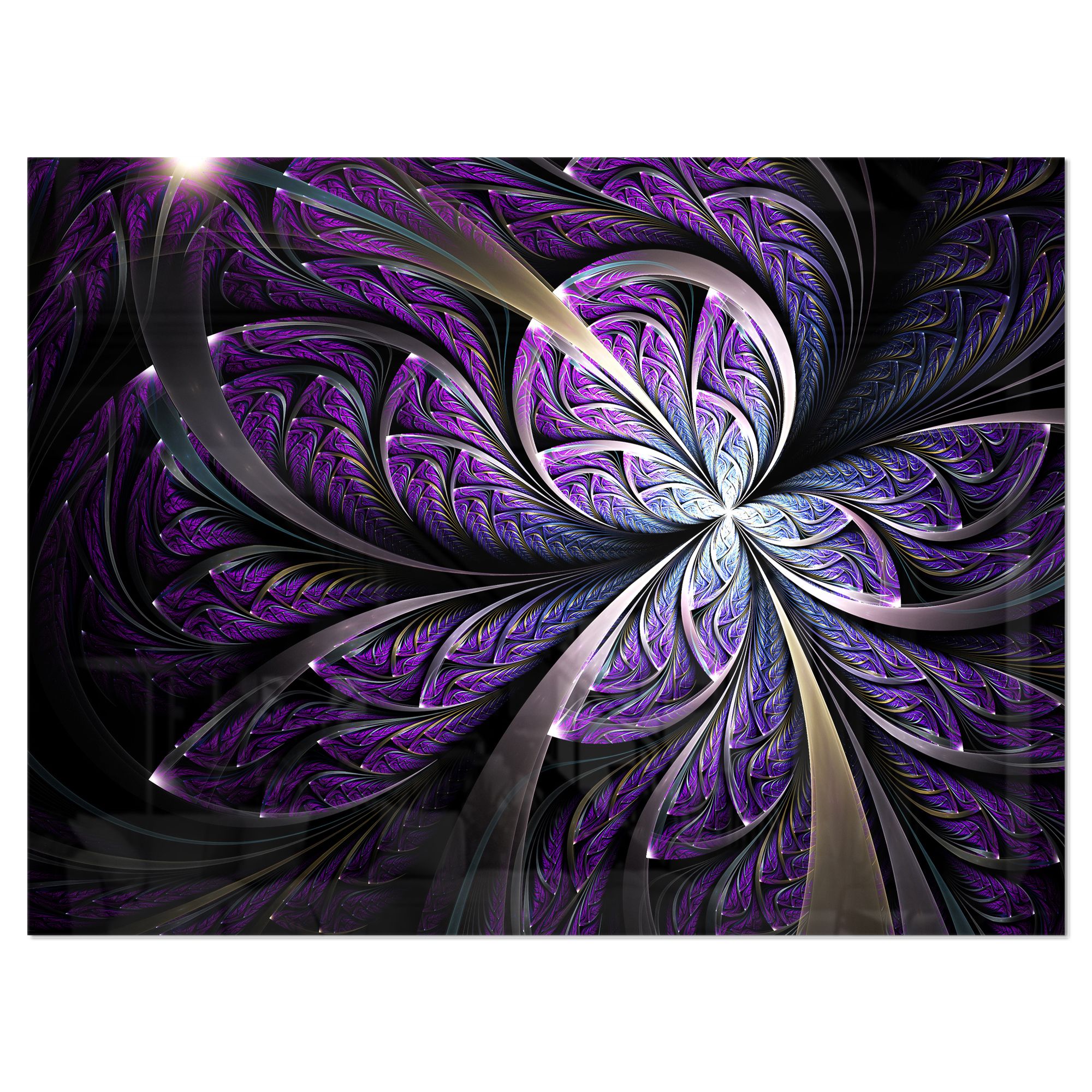 Designart 'glittering Purple Fractal Flower ' Floral Metal Wall Art Inside Most Recent Crestview Bloom Wall Art (View 1 of 20)