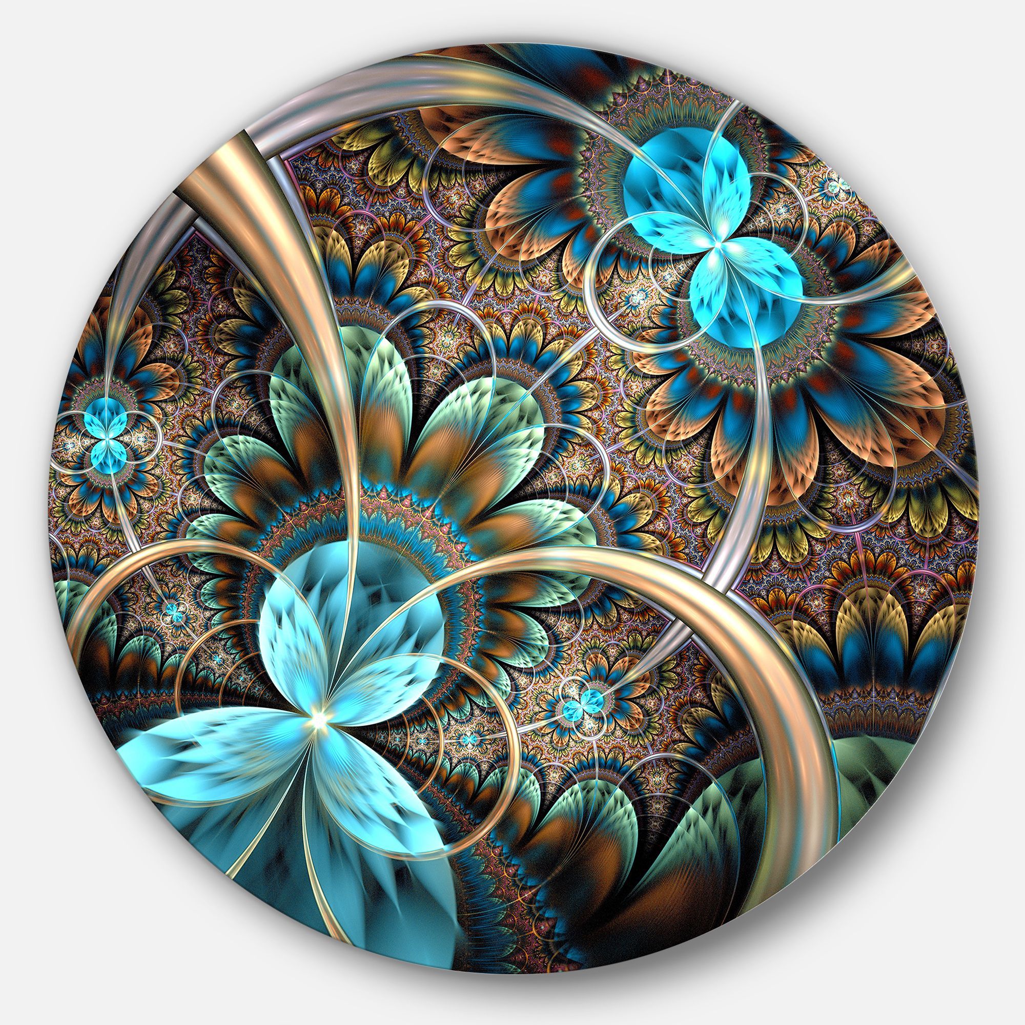 Designart 'light Blue Fractal Flower' Disc Floral Circle Metal Wall Art Throughout Most Popular Blue Morpho Wall Art (View 5 of 20)