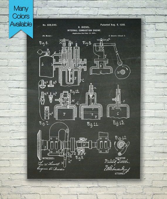 Diesel Engine Patent, Diesel Mechanic, Motor Wall Art, Diesel Poster Within Newest Mechanics Wall Art (View 18 of 20)