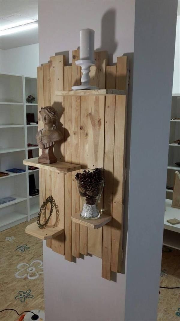 Diy Pallet Wood Art: Wall Shelf | Pallet Furniture Plans In Most Recently Released Wall Art With Shelves (View 6 of 20)