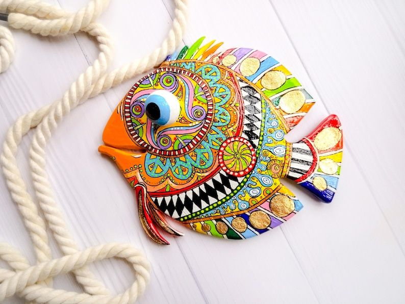 Diy Ready To Paint. Fish Wall Art Polymer Clay Handmade Blank (View 18 of 20)