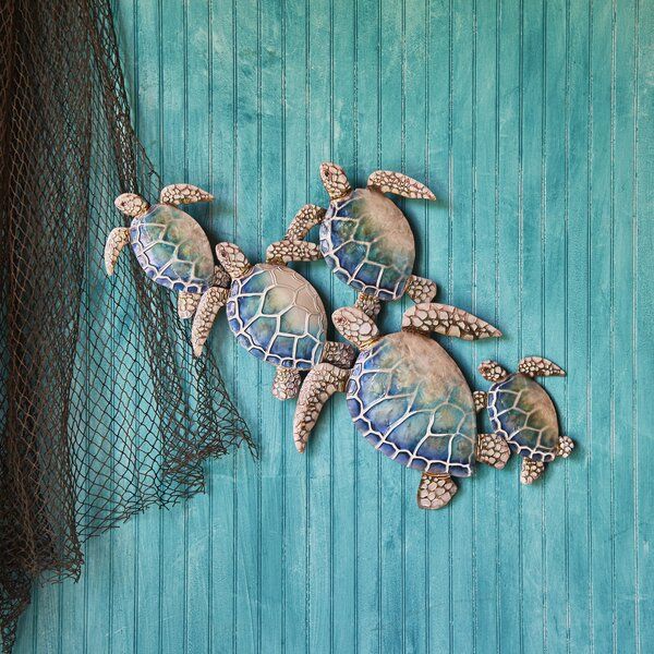 Dovecove Sea Turtle Group Of Five Wall Décor & Reviews | Wayfair Regarding Most Up To Date Sea Wall Art (View 2 of 20)