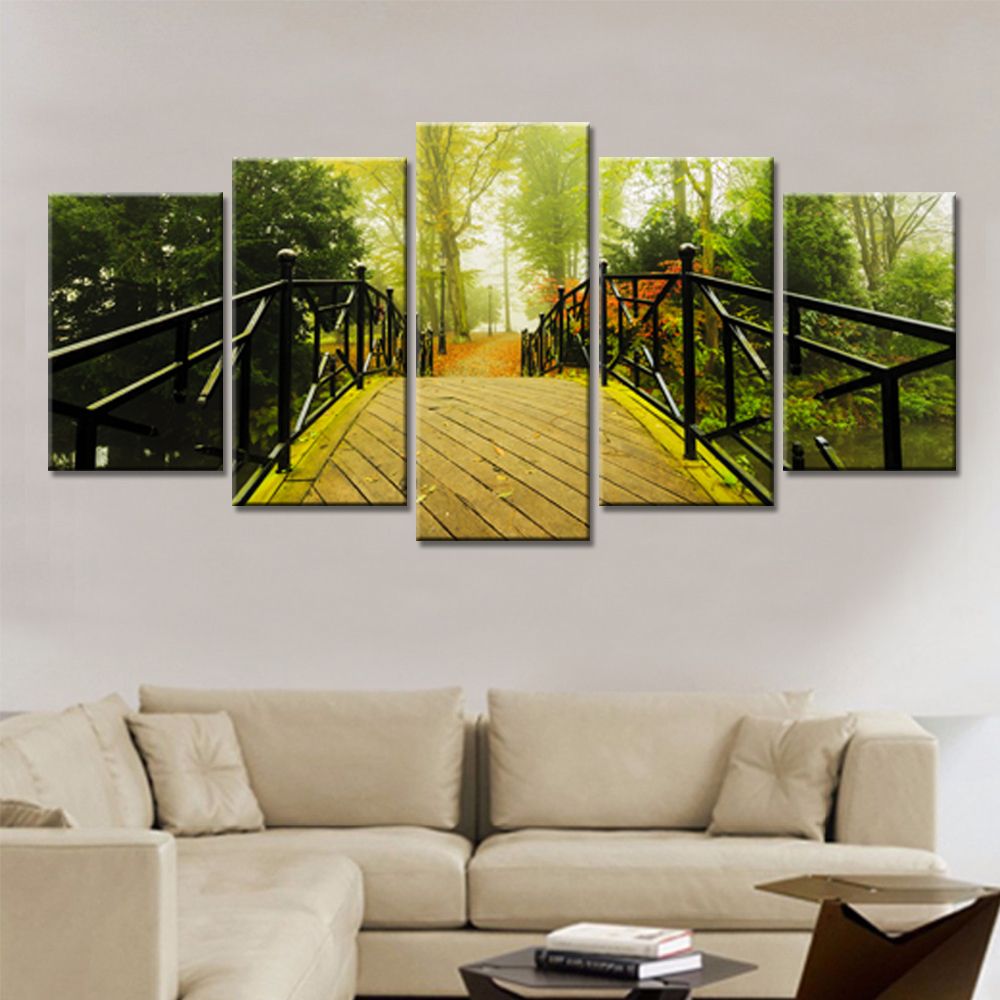 Drop Shipping 5 Pieces Canvas Painting Wall Art Autumn Trees The Arch Within Most Current Droplet Wall Art (View 10 of 20)