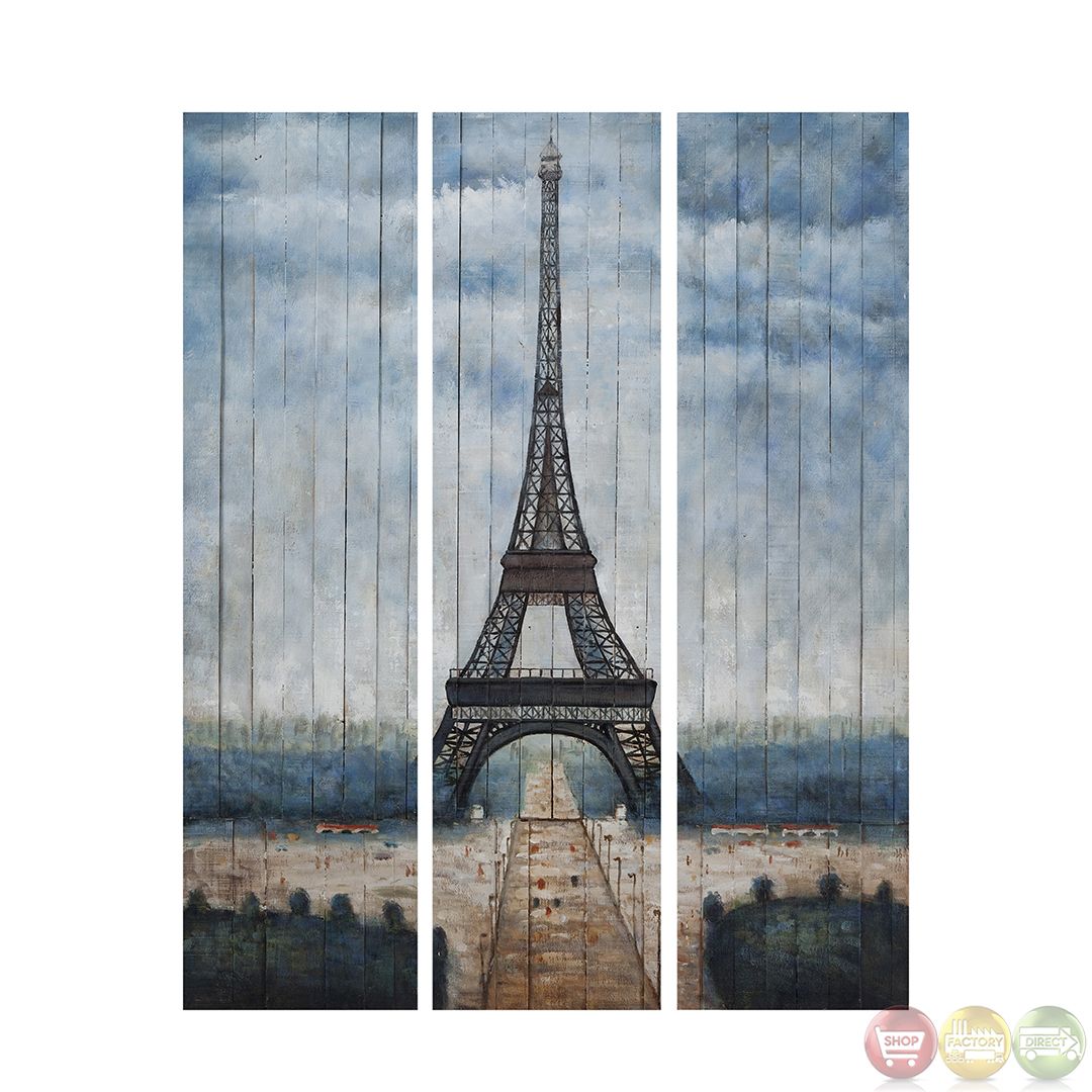 Eiffel Tower Triple Canvas Wrap Wall Art 7300 133ec Intended For Most Up To Date Tower Wall Art (View 6 of 20)