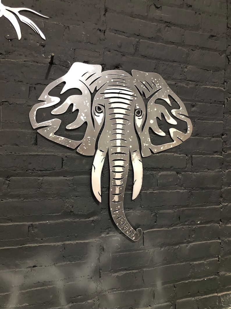 Elephant Steel Cut Metal Wall Decor Metal Wall Hanging | Etsy Regarding Best And Newest Elephants Wall Art (View 17 of 20)