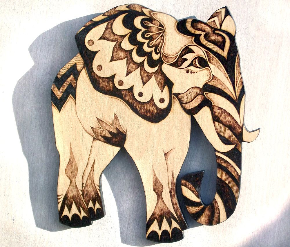 Elephant Wall Art Wood Wall Hanging Pyrography Wood For Most Up To Date Elephants Wall Art (View 14 of 20)