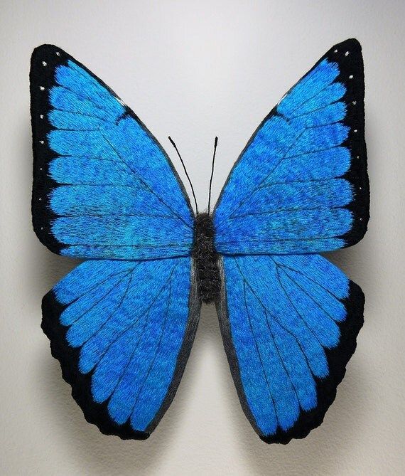 Fabric Sculpture Blue Morpho Butterfly Fiber Art In Most Recent Blue Morpho Wall Art (Gallery 19 of 20)
