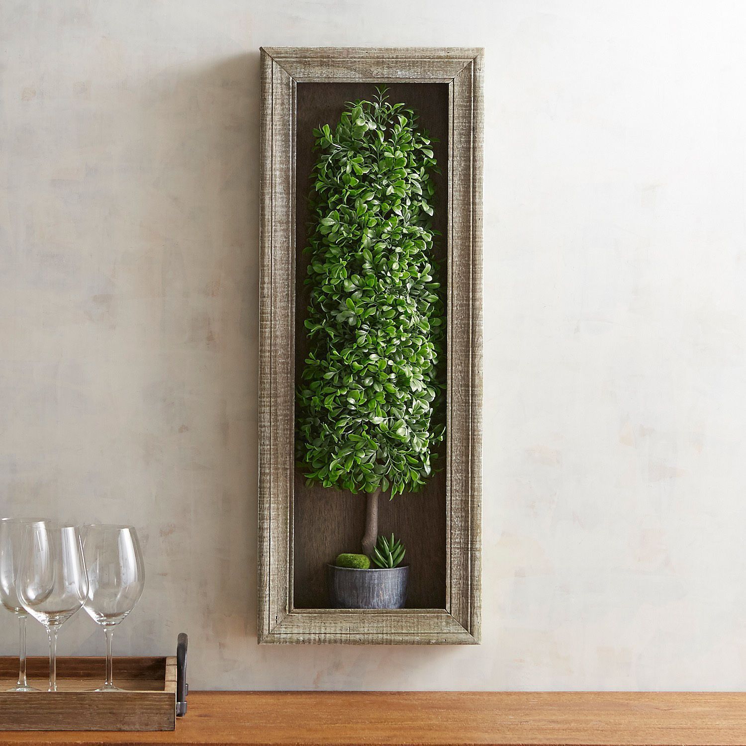 Faux Boxwood Topiary Shadow Box | Boxwood Topiary, Topiary, Wall Art Decor Throughout Best And Newest Box Wall Art (View 11 of 20)