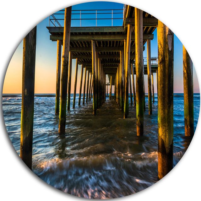 Fishing Pier And Waves At Atlantic Sea, Seascape Disc Metal Art – Beach With Regard To Most Recent Pier Wall Art (View 10 of 20)