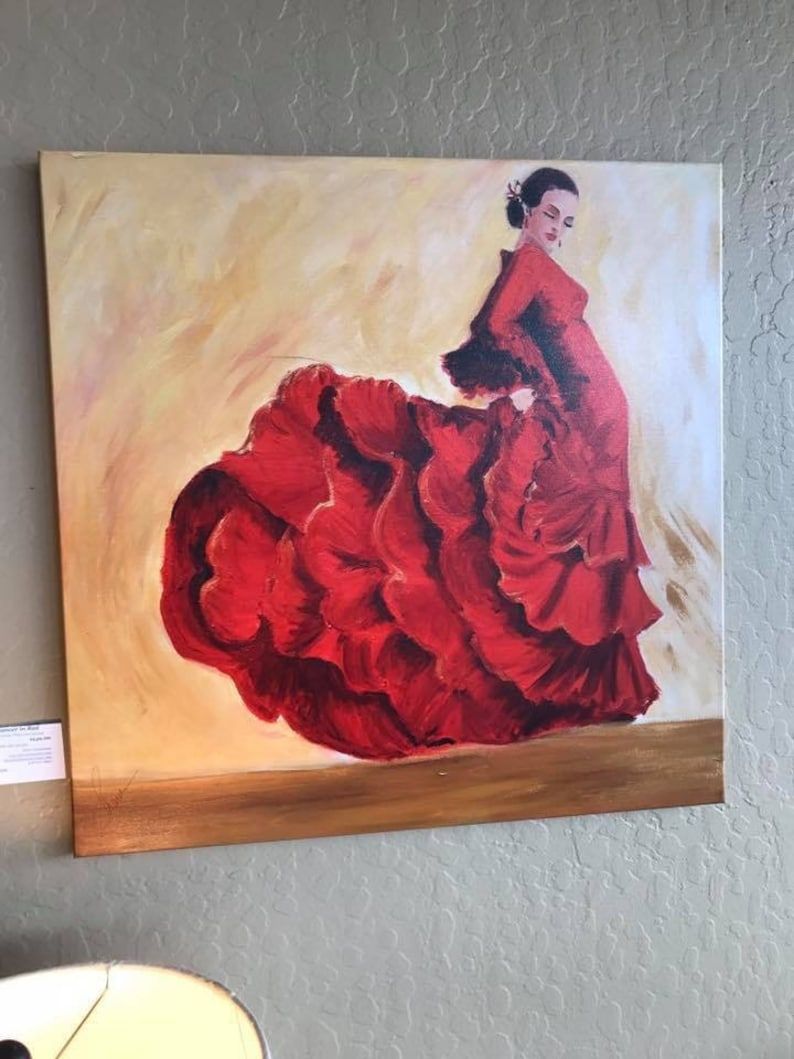 Flamenco Painting Flamenco Dancer Wall Art In Red Dress | Etsy Throughout Best And Newest Dancers Wall Art (View 4 of 20)
