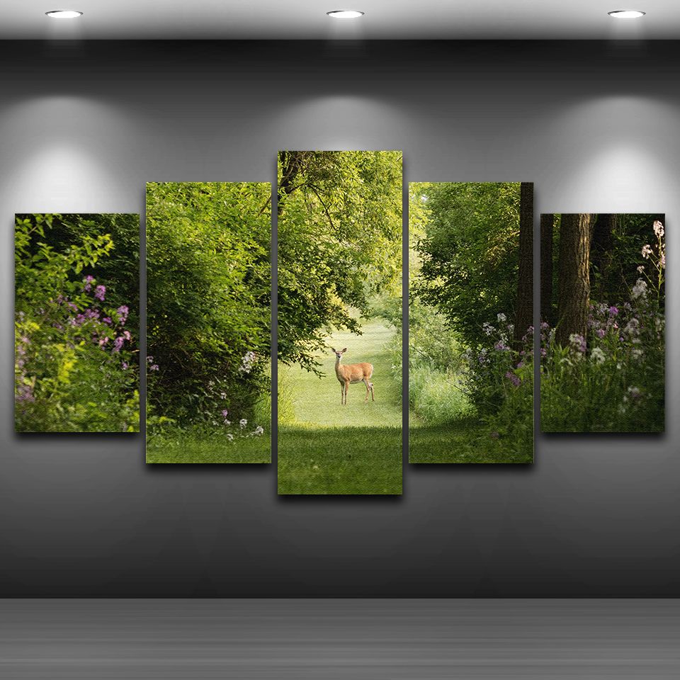Frame Canvas Painting Print Wall Art Nature Landscape Poster 5 Pieces Regarding Recent Natural Wall Art (View 17 of 20)