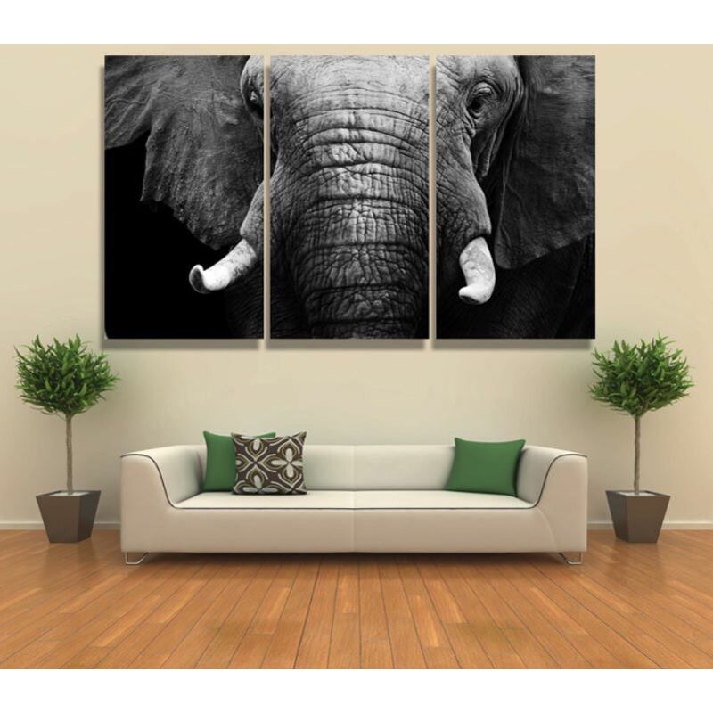 Framed 3pcs Abstract White Black Elephant Modern Home Decor Canvas Throughout 2017 Elephants Wall Art (View 15 of 20)
