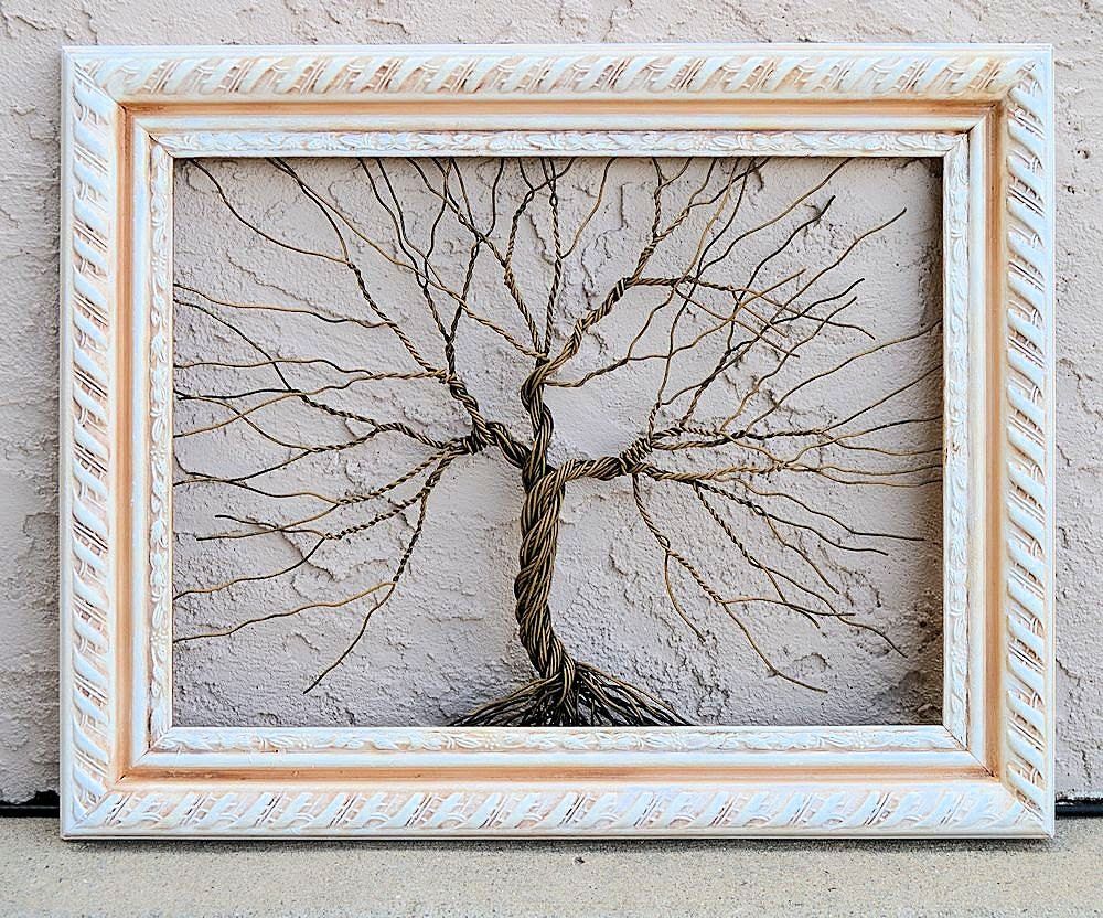 Framed Tree Wall Art / Wire Sculpture Unique Art Decor Tree Throughout 2017 Trees Silver Wall Art (View 6 of 20)