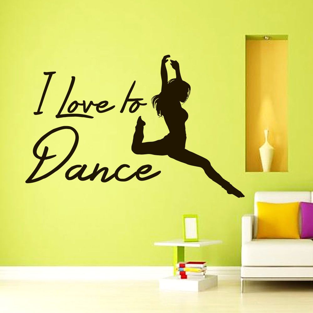 Free Shipping Diy I Love To Dance Quote Dancer Wall Decals Vinyl For 2017 Dancing Wall Art (View 2 of 20)