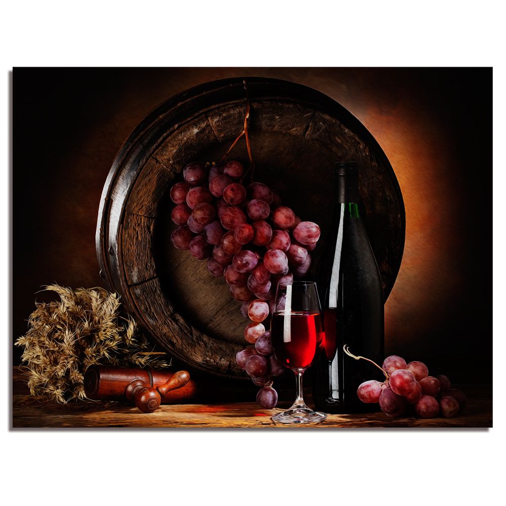 Fruit Grape Printed Wall Art Still Life Barrel Wine Modular Picture Intended For Newest Grapes Wall Art (View 2 of 20)