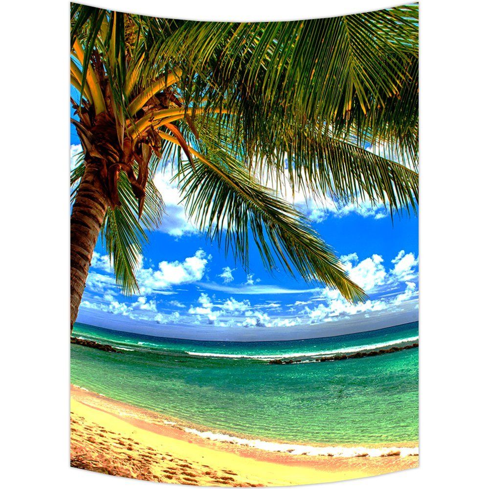 Gckg Beach Palm Tree Wall Art Tapestries Home Decor Wall Hanging For 2018 Palms Wall Art (View 3 of 20)