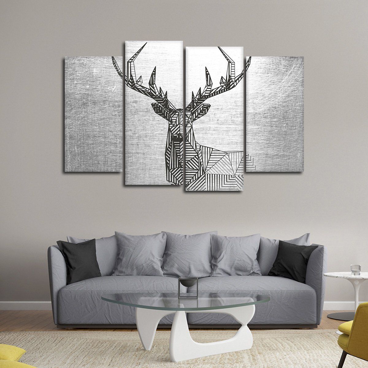 Geometric Deer Multi Panel Canvas Wall Art In 2020 | Geometric Deer Pertaining To Most Recently Released Filigree Screen Wall Art (View 15 of 20)