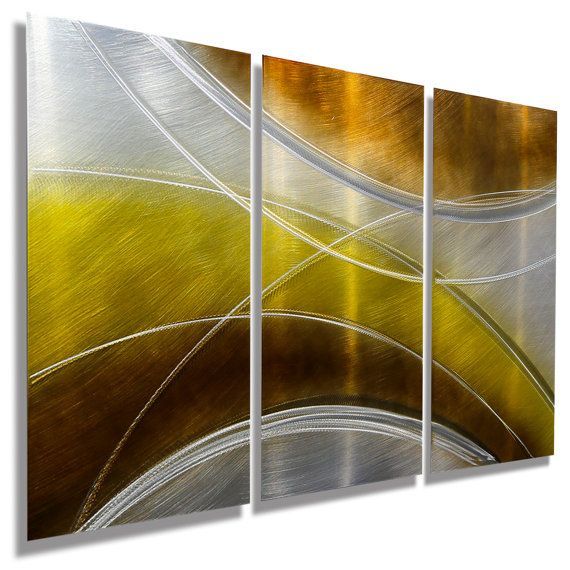 Gold, Brown And Silver Abstract Painting – Modern Metal Wall Art With Regard To Most Up To Date Gold And Silver Metal Wall Art (View 19 of 20)