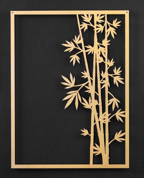 Gold Leaf Art Bloomi | Etsy | Metal Wall Art Decor, Bamboo Art, Leaf Art Intended For 2018 Gold Leaves Wall Art (View 4 of 20)