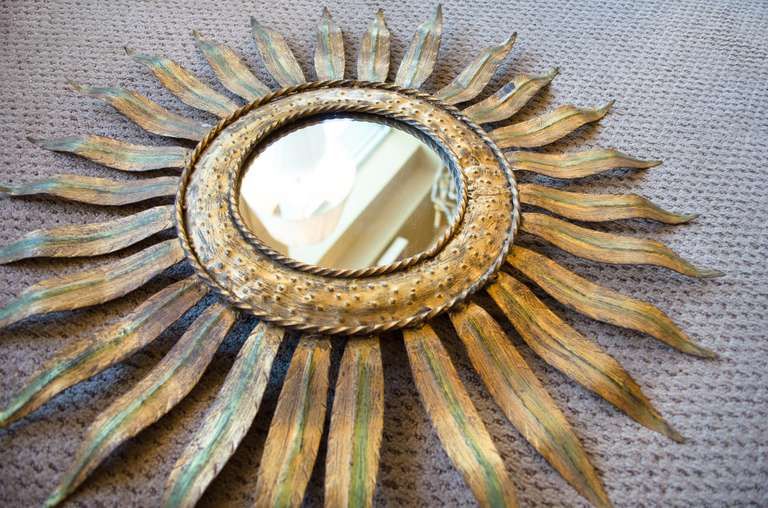 Gold Leaf Sunburst Mirror At 1stdibs With Recent Twisted Sunburst Metal Wall Art (View 4 of 20)