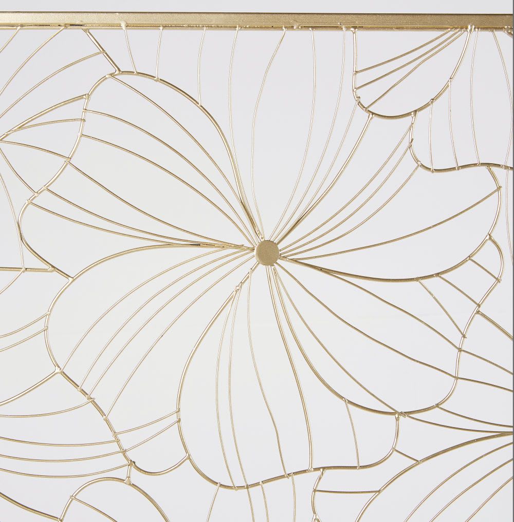 Gold Metal Wire Flower Wall Art 100x100 Camelia | Maisons Du Monde For Most Up To Date Gold And White Metal Wall Art (View 17 of 20)