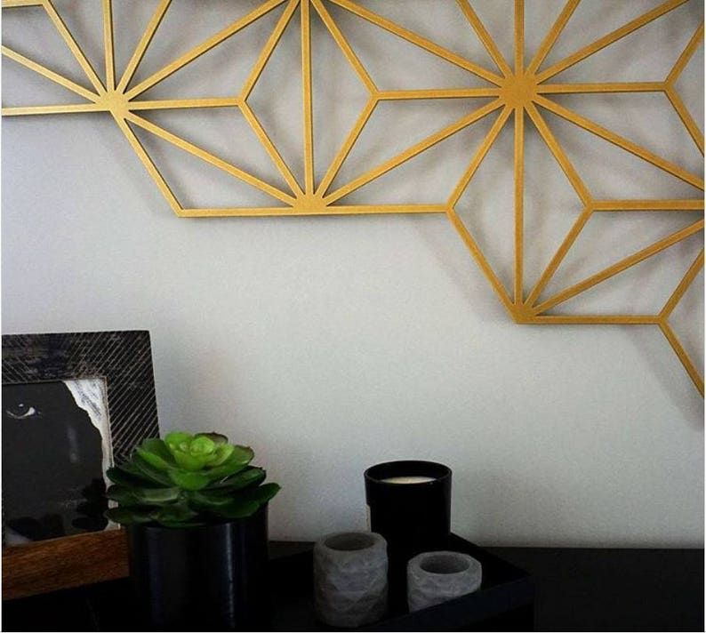 Gold Wall Art Geometric Wall Art Metal Home Decor | Etsy For Latest Disks Metal Wall Art (View 12 of 20)