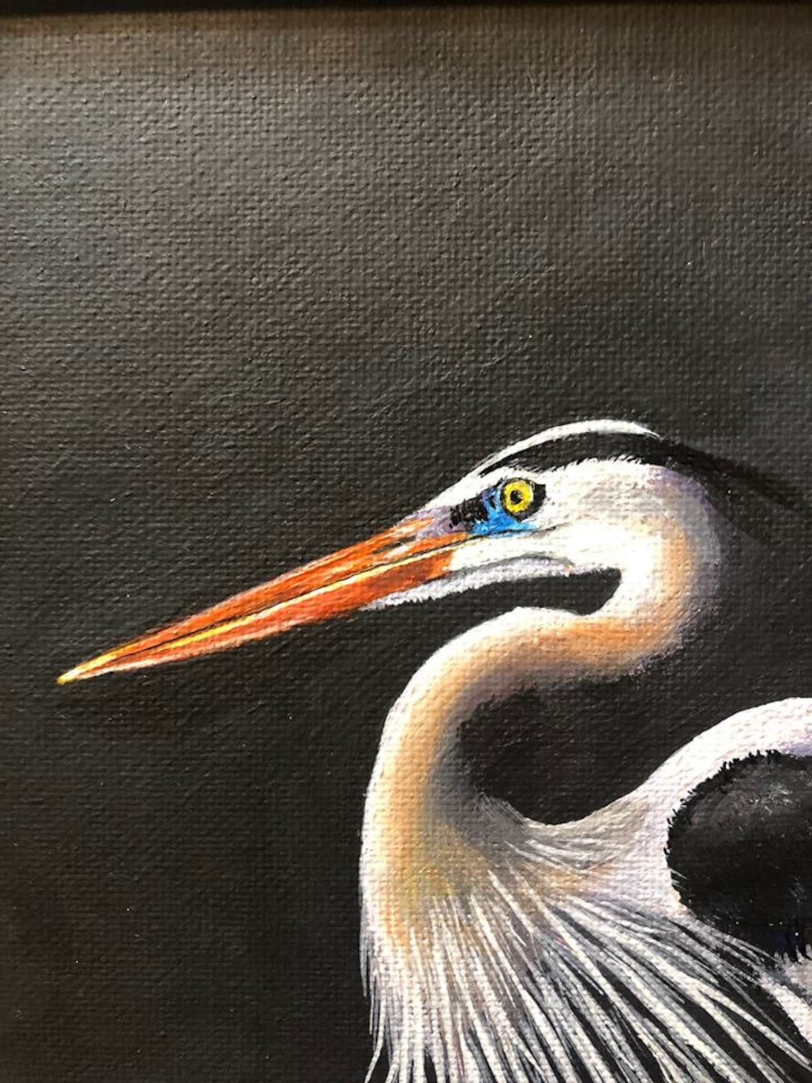 Great Blue Heron Painting Bird Painting Original Framed Art | Etsy With Regard To Most Recently Released Heron Bird Wall Art (View 6 of 20)