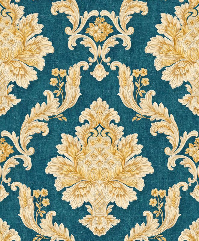 Green And Gold Damask Wallpaper A2 139p02 | Decor City In Latest Damask Wall Art (View 14 of 20)