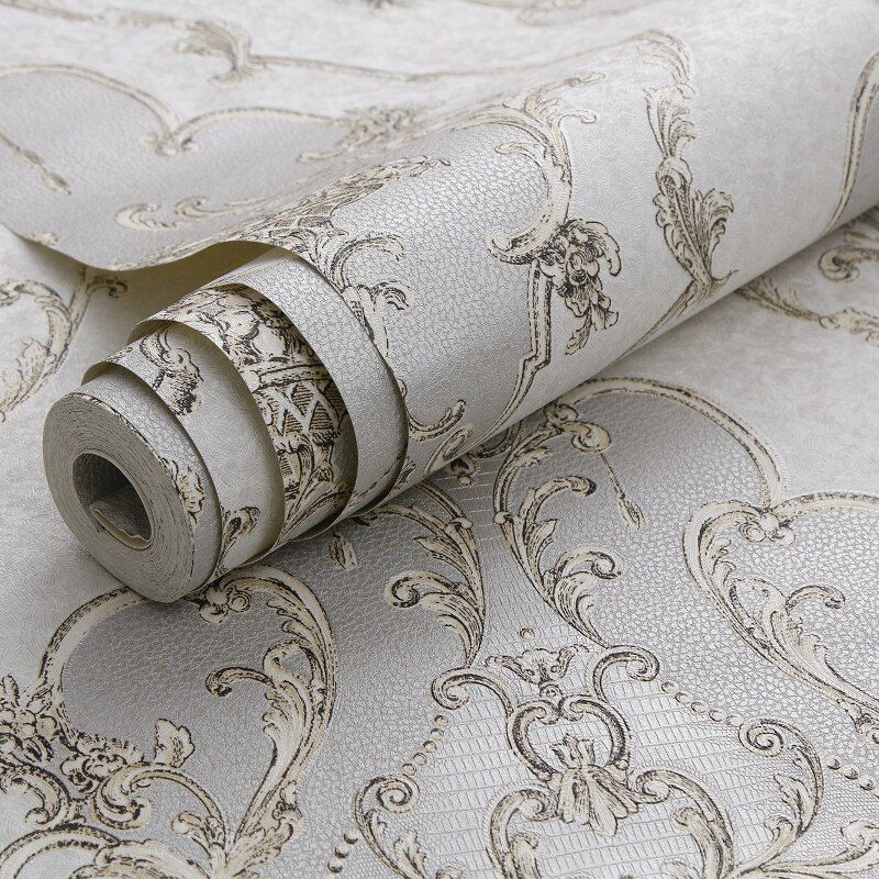 Grey White Luxury Textured Floral Damask Pattern Background Wallpaper With Regard To Recent Damask Wall Art (View 3 of 20)
