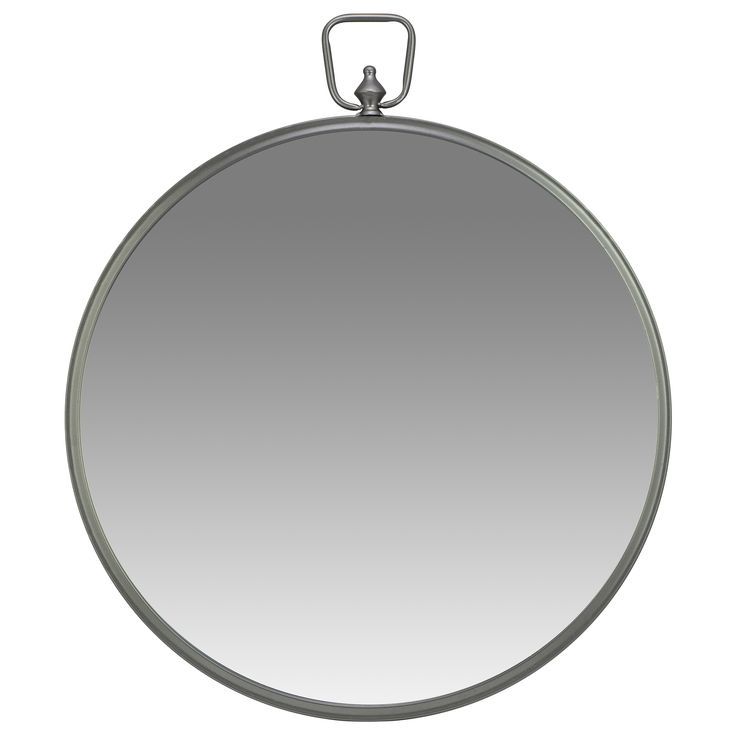 Gunmetal Round Wall Mirror With Decorative Handle 26"x30"patton Inside Current Gunmetal Wall Art (View 14 of 20)