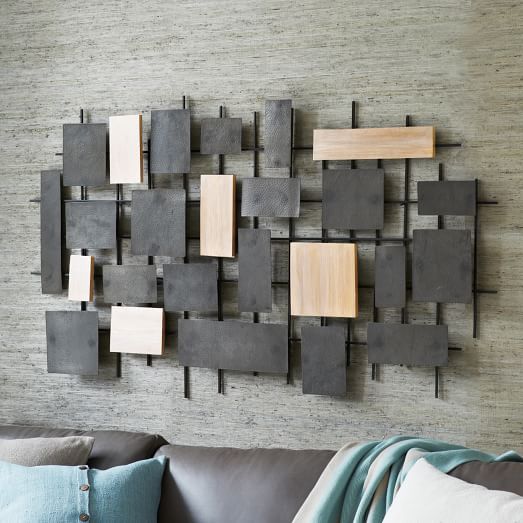 Hammered Metal + Wood Wall Art | West Elm For Most Up To Date Metallic Rugged Wooden Wall Art (View 10 of 20)