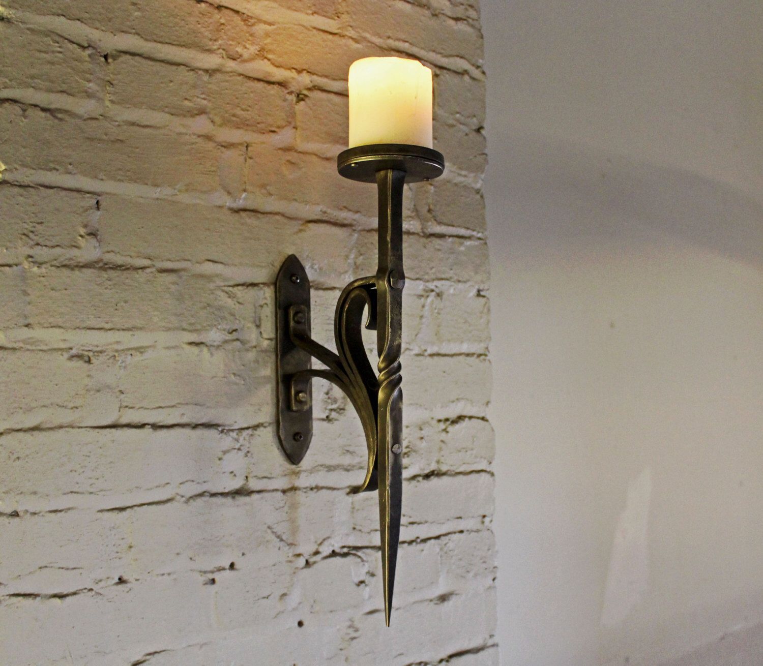 Hand Forged Candle Sconce, Blacksmith Forged, Iron Sconce, Decorative Inside Most Popular Hand Forged Iron Wall Art (View 13 of 20)