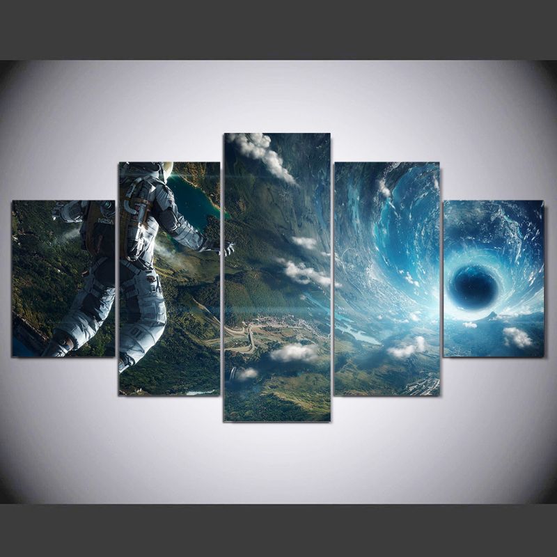 Hd Canvas Printed Painting 5 Piece Wall Art Framework Blackhole On With Most Up To Date Earth Wall Art (View 18 of 20)