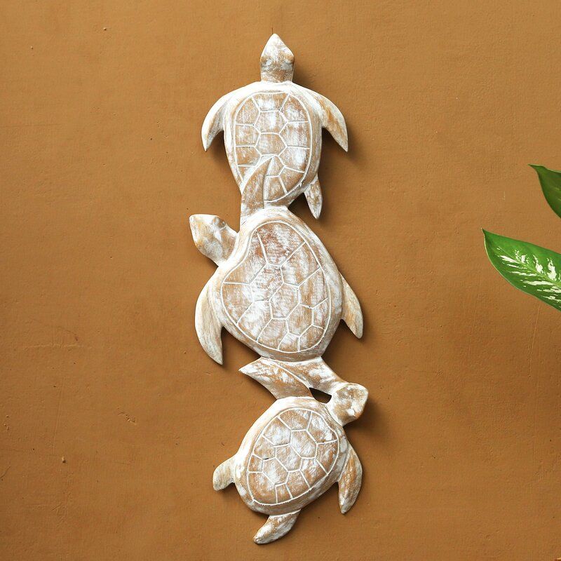 Highland Dunes Sea Turtle Trio Antiqued Wood Turtle Theme Relief In Most Recent Turtles Wall Art (View 2 of 20)