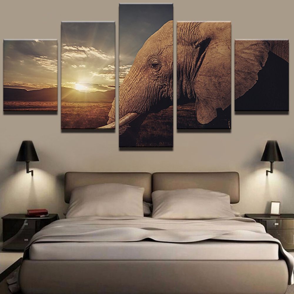 Home Decoration Canvas Painting Hd Prints 5 Pieces Elephant Wall Art For 2017 Elephants Wall Art (View 12 of 20)