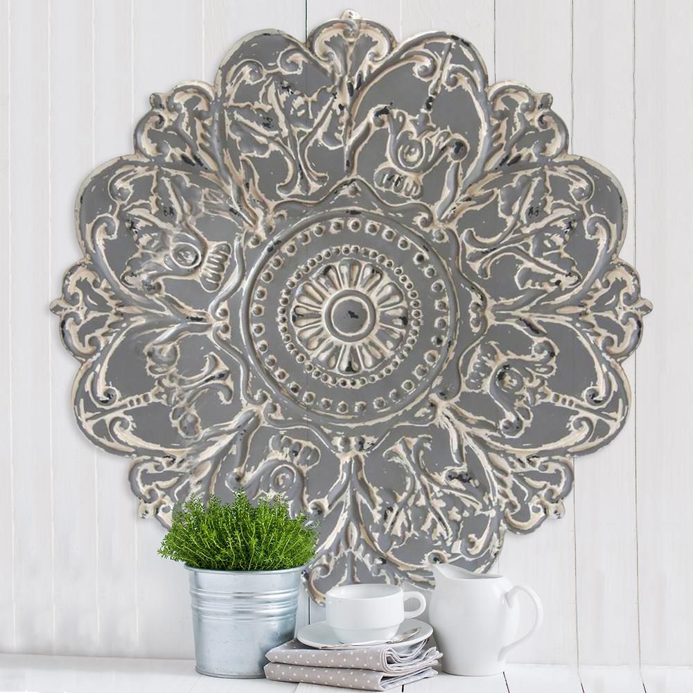 Home Decorators Collection Amaryllis Metal Wall Decor In Distressed With 2018 Black Antique Silver Metal Wall Art (View 5 of 20)