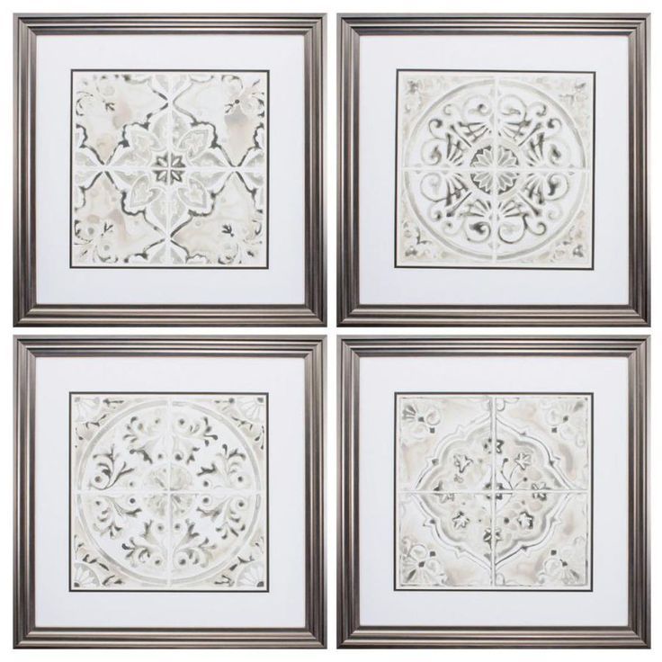 Homeroots 25 In X 25 In Gunmetal Gray Frame Monochrome Motif (set Of 4 Throughout Best And Newest Gunmetal Wall Art (View 1 of 20)