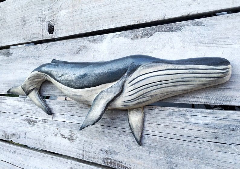 Humpback Whale Wood Carving Decor Hand Carved Reclaimed Wood | Etsy Inside Most Popular Humpback Whale Wall Art (View 13 of 20)