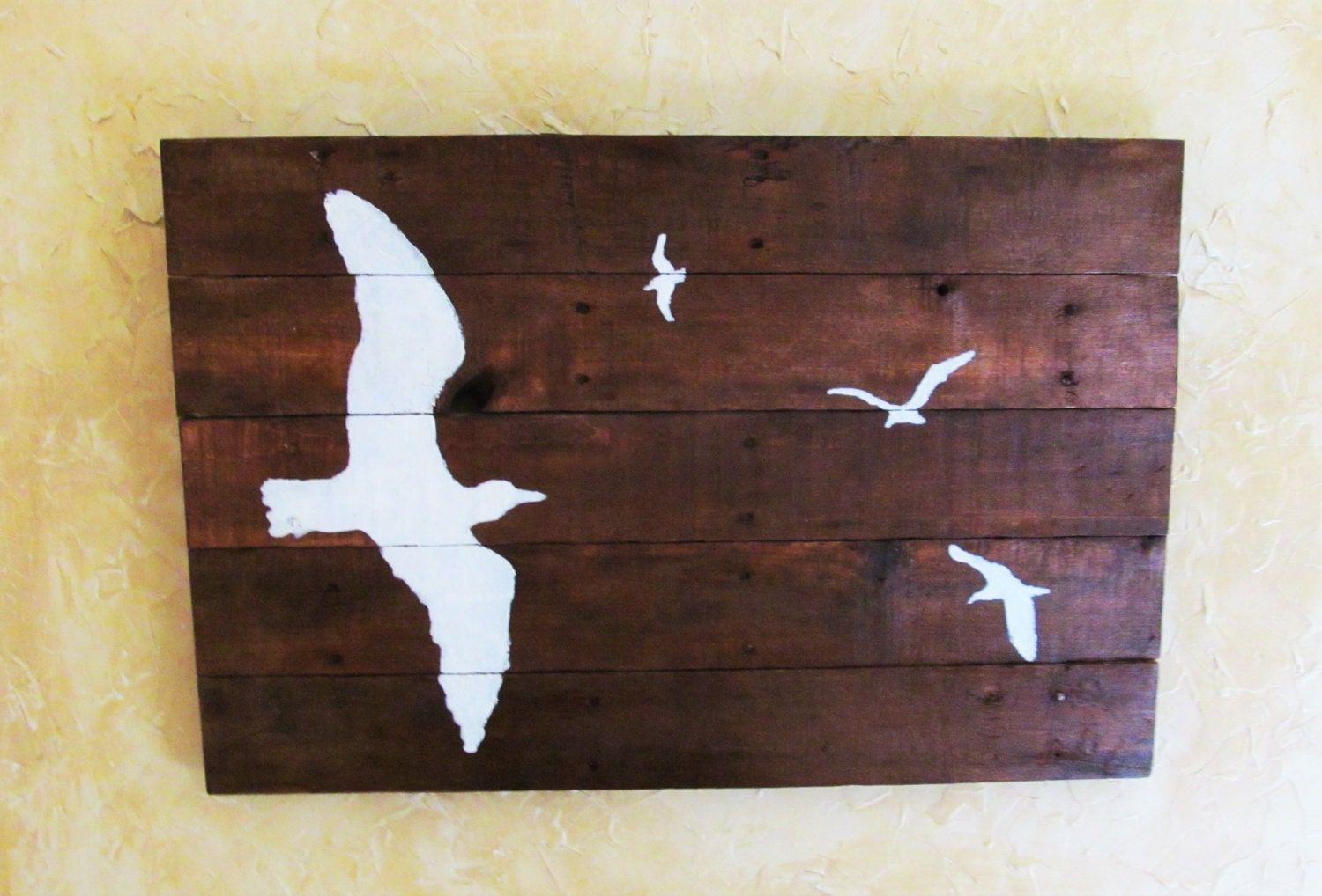 In Stock Seagull Flock Pallet Art Home Décor Wall Décor Pertaining To Most Current Flock Wall Art (View 13 of 20)