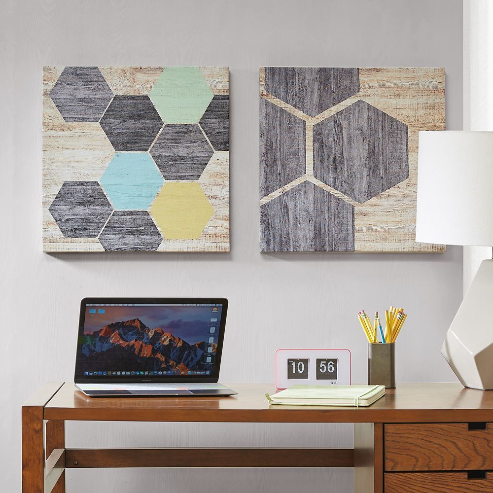 Intelligent Design Hexagon Puzzle Canvas Wall Art 2 Piece Set | Wall Inside Most Current Puzzle Wall Art (View 15 of 20)