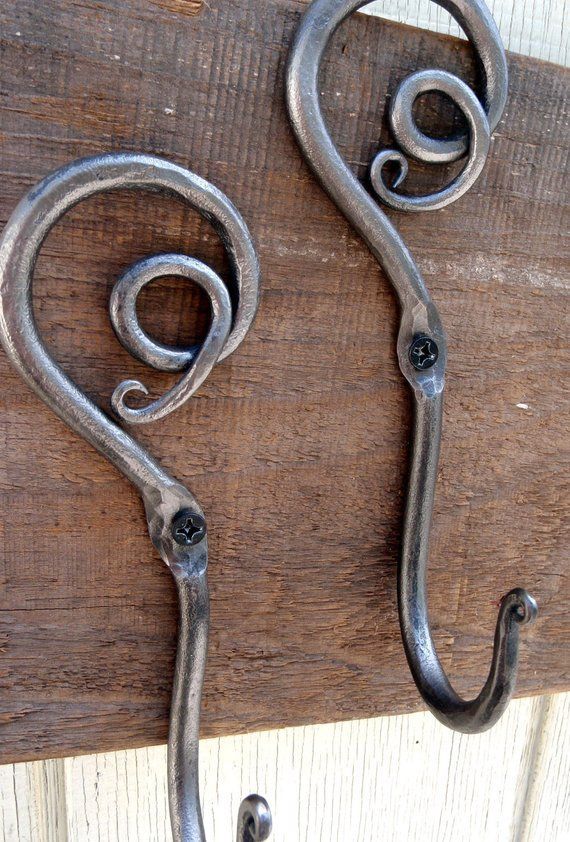 Items Similar To Blacksmith Hand Forged Spiral Swirl Decorative Coat Regarding Current Hand Forged Iron Wall Art (View 19 of 20)
