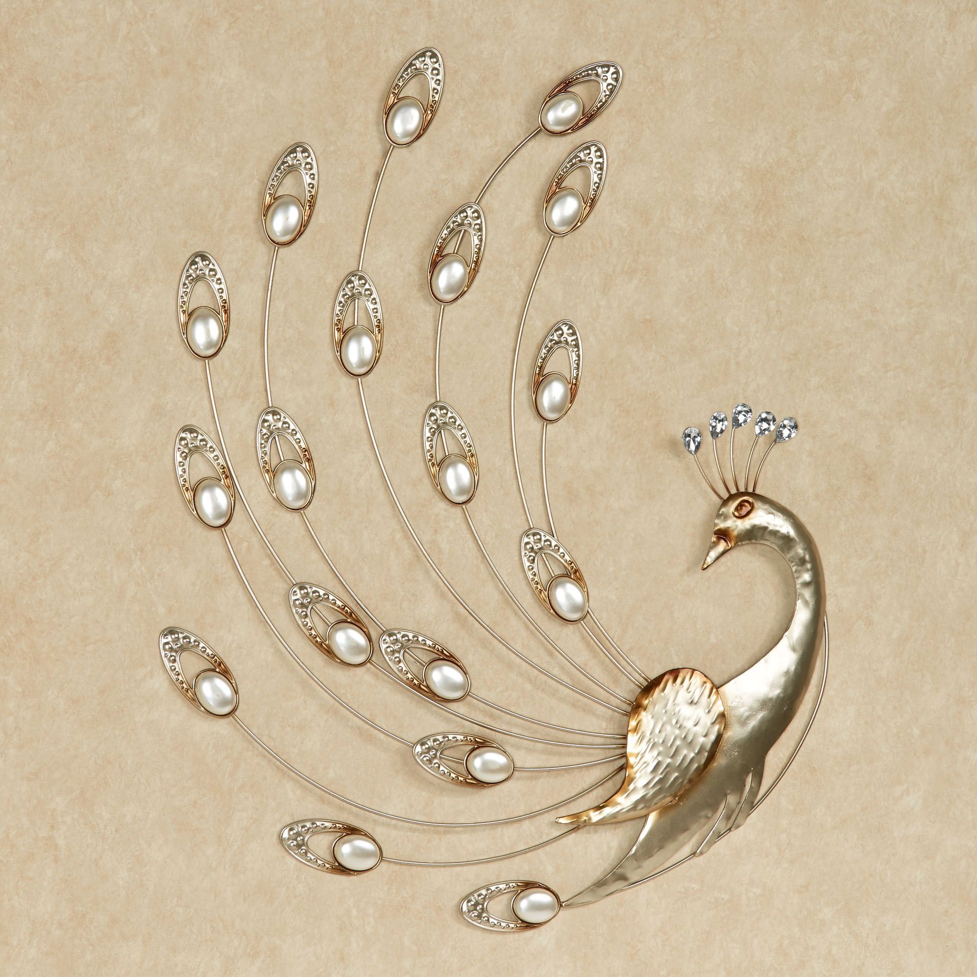Julietta Pearl Peacock Metal Wall Art Within Best And Newest Gold And White Metal Wall Art (View 8 of 20)