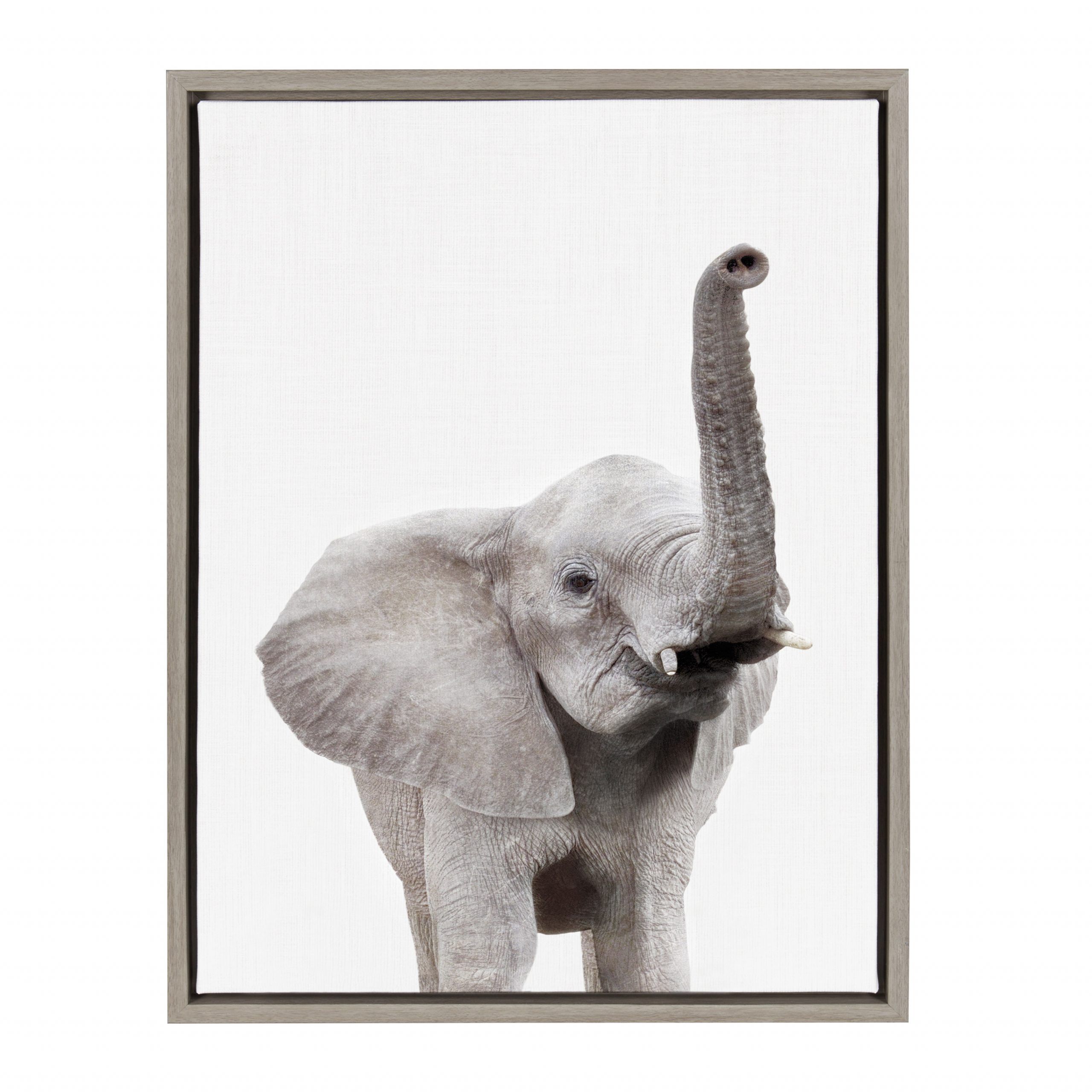 Kate And Laurel Sylvie Elephant With Raised Trunk Animal Print Portrait For 2018 Elephants Wall Art (View 9 of 20)
